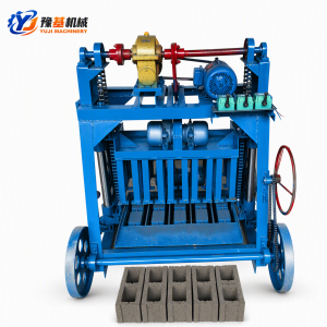 YUJI 4-45 mobile block machine 3.7kW large wheel pallet-free egg laying concrete block maker for hollow blocks and pavers