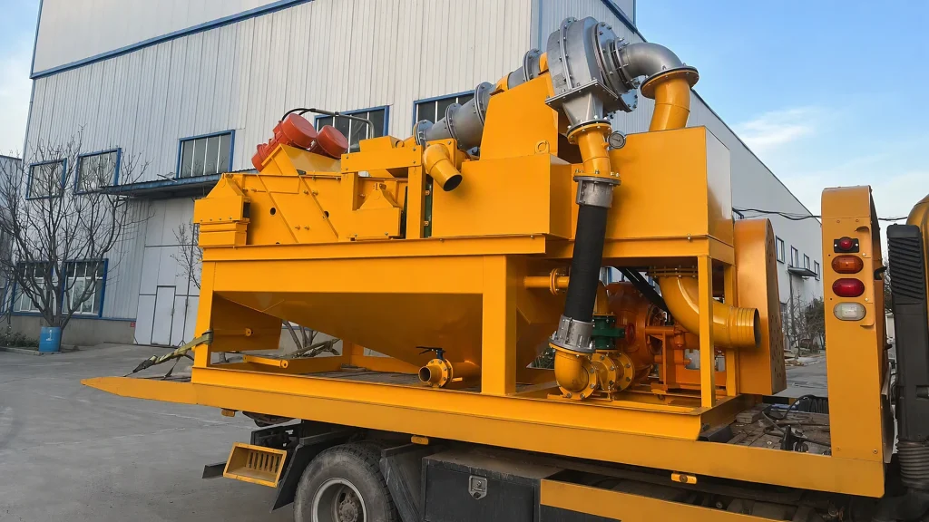 Yuji vehicle-mounted mobile mud recycling and slurry desanding unit undergoing final factory inspection
