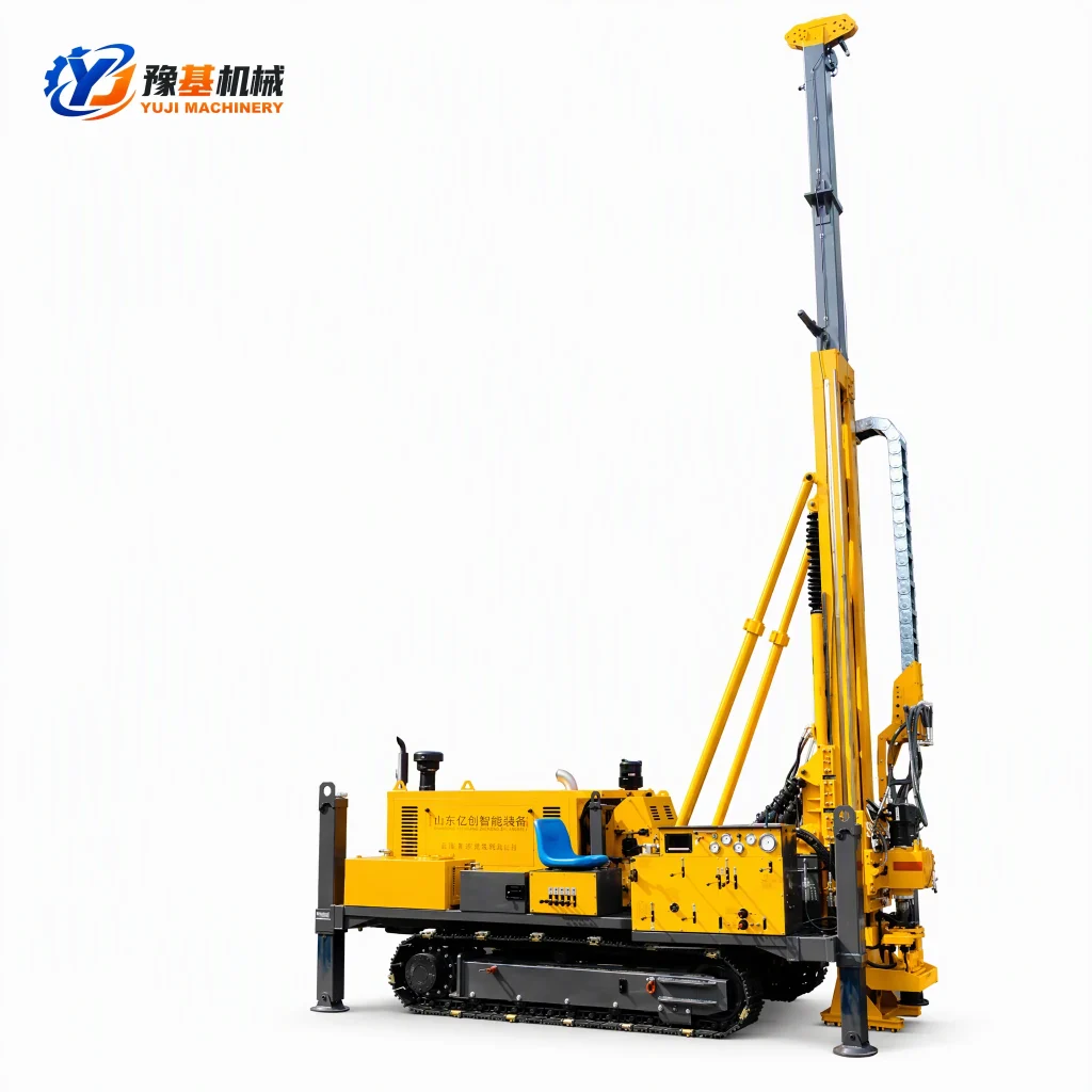 YX-10 crawler hydraulic core drilling rig with 3.5m long stroke and 28T pullback force for 1400m deep core exploration