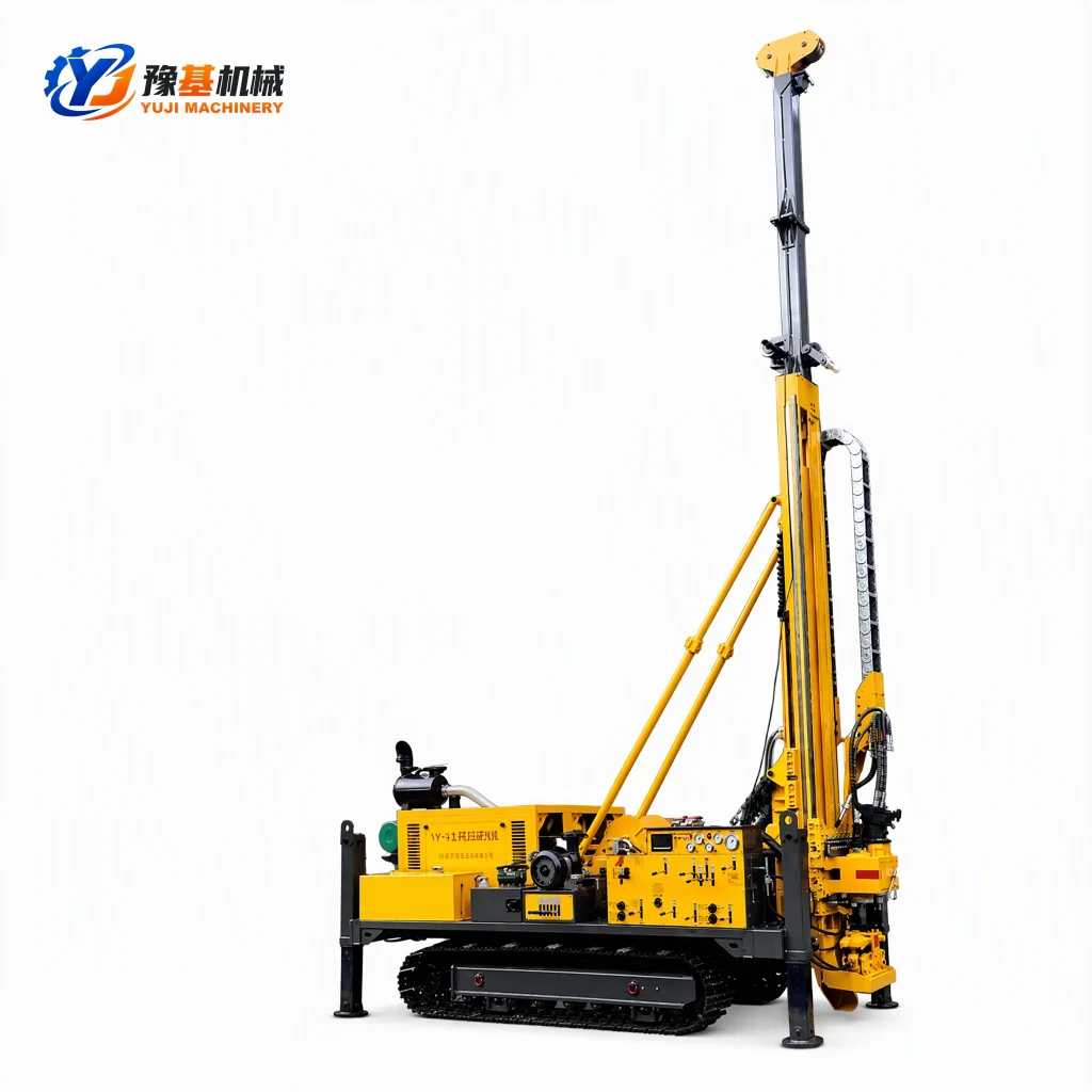 YX-12 crawler hydraulic core drilling rig with 140kW engine and 30T pullback force for 1500m deep core exploration