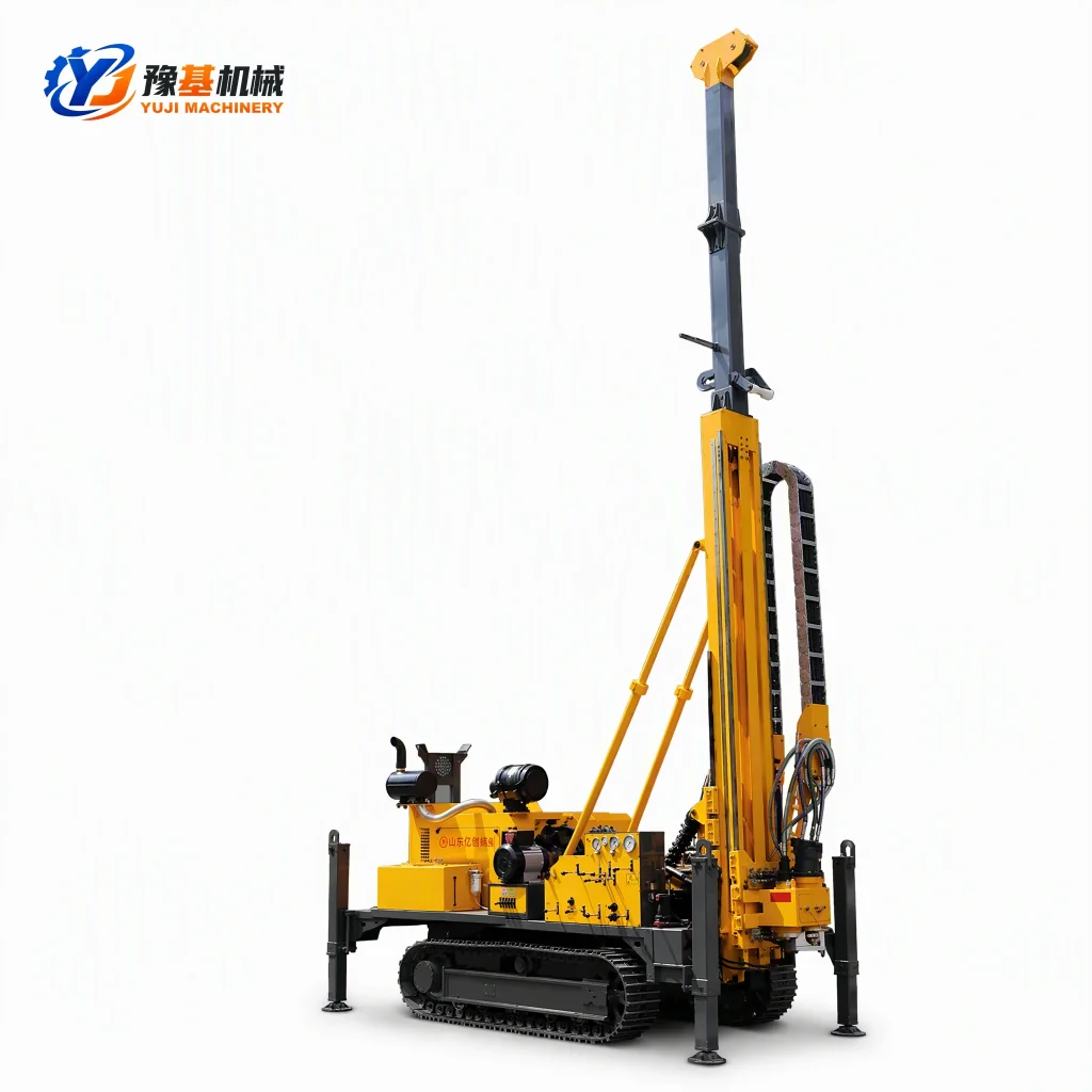 YX-15 crawler hydraulic core drilling rig with 150kW engine and 36T pullback force for 1800m deep core exploration